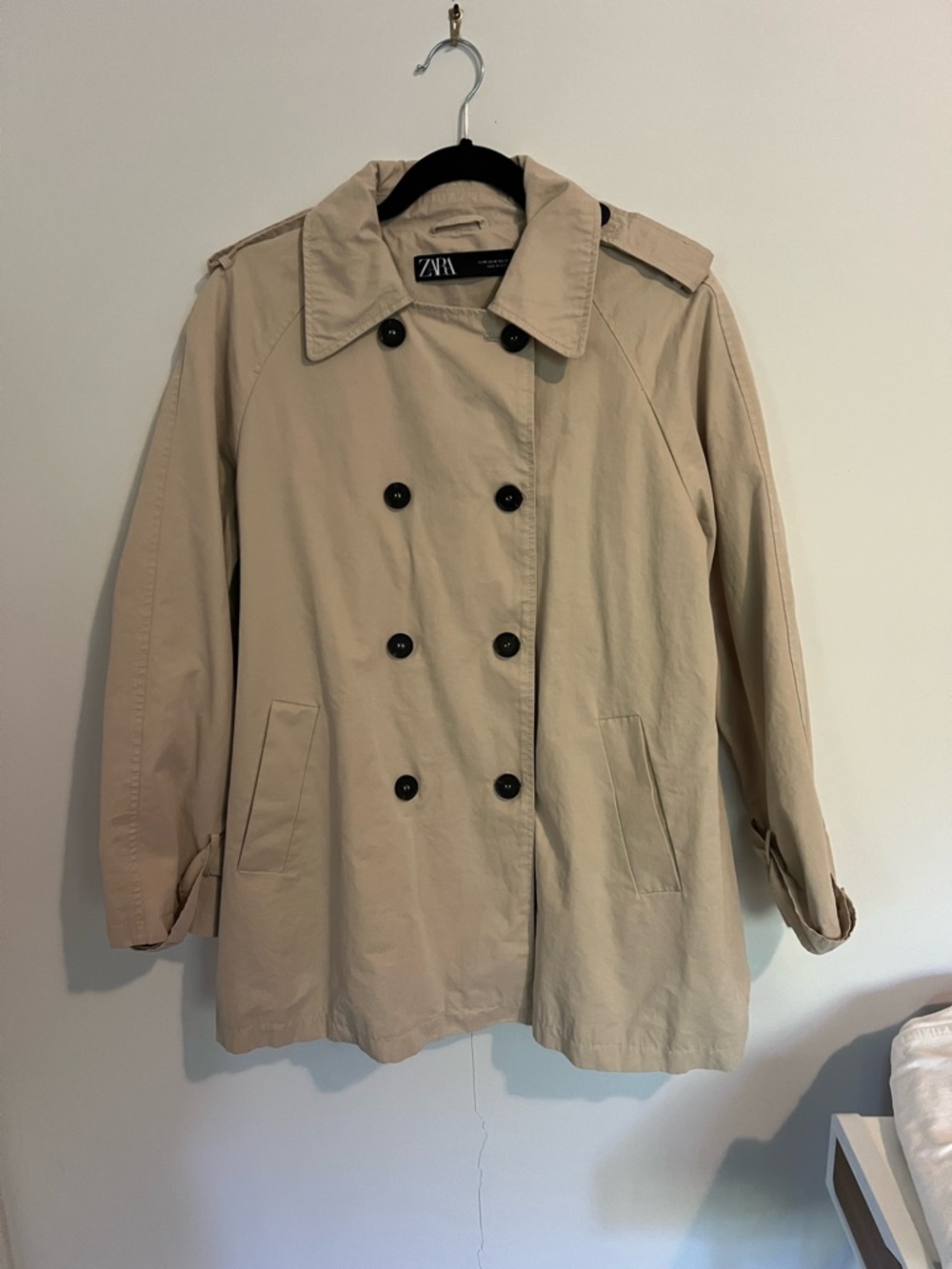 ZARA Light Beige Double-Breasted Trench Coat